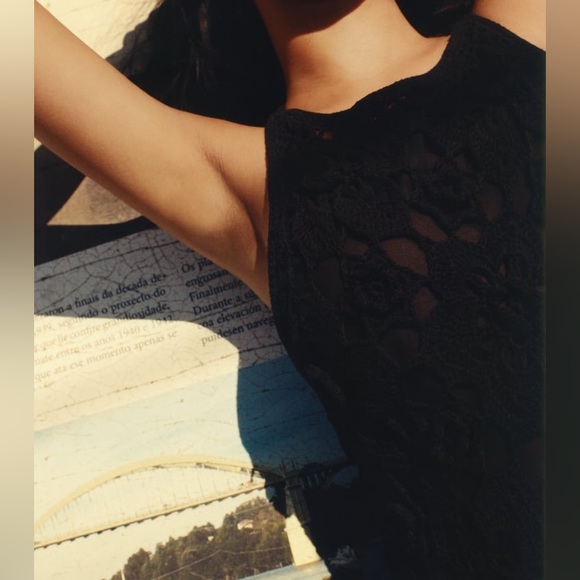 NWT ZARA BLACK CROCHET KNIT DRESS SPECIAL EDITION XS-S - Picture 2 of 6